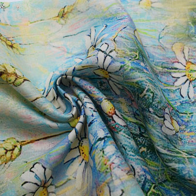 Knitted Woven Challis Viscose Crinkle  Cotton Rayon Blend Fabric