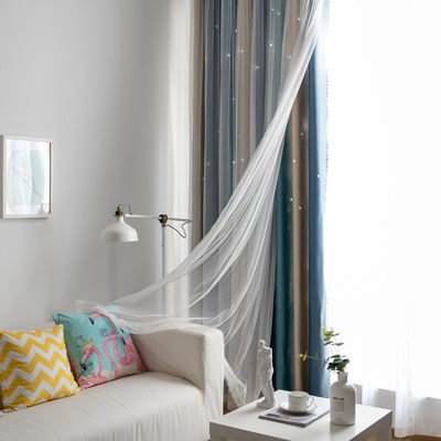 연약한 폴리에스테 커튼 직물 구배 색깔 방연제