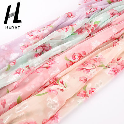 DIY 장식을 위한 맞춘 패턴 부드러운 얇은 명주 그물 구성 치프온 꽃 인쇄