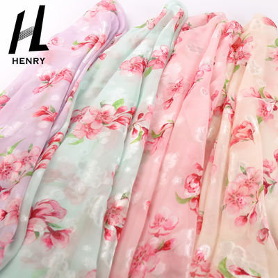 DIY 장식을 위한 맞춘 패턴 부드러운 얇은 명주 그물 구성 치프온 꽃 인쇄